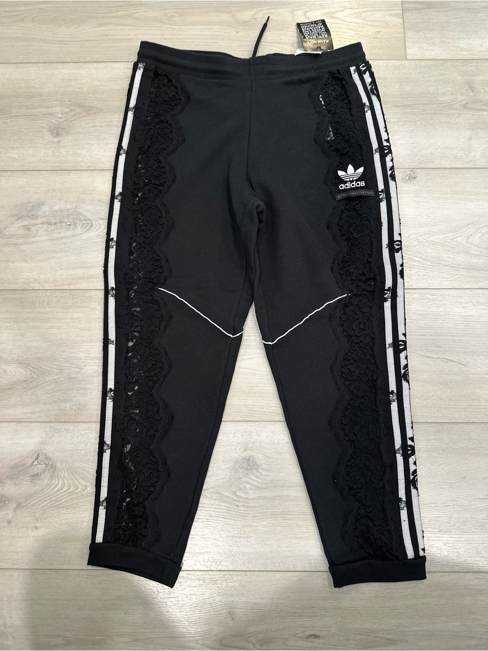 adidas by Stella McCartney Black Lace Track Pants Size L NWT